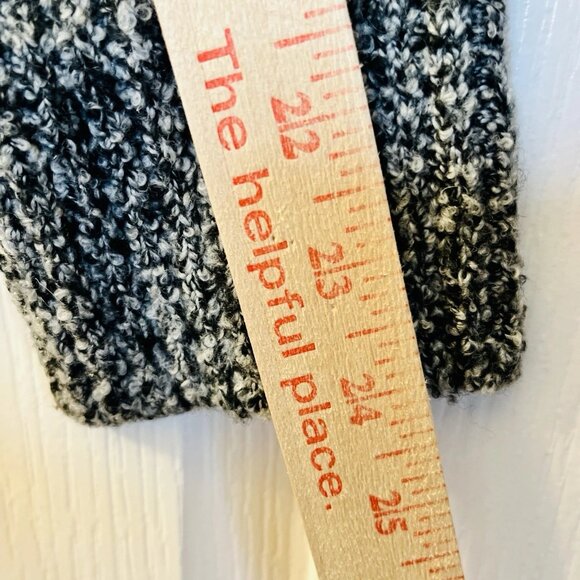 L.L Bean Open Front L Cardigan Wool Blend Knitted Black & White Duster Boho Boxy - Picture 8 of 9